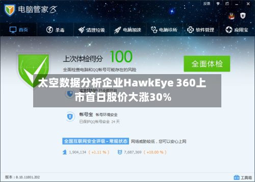 太空数据分析企业HawkEye 360上市首日股价大涨30%